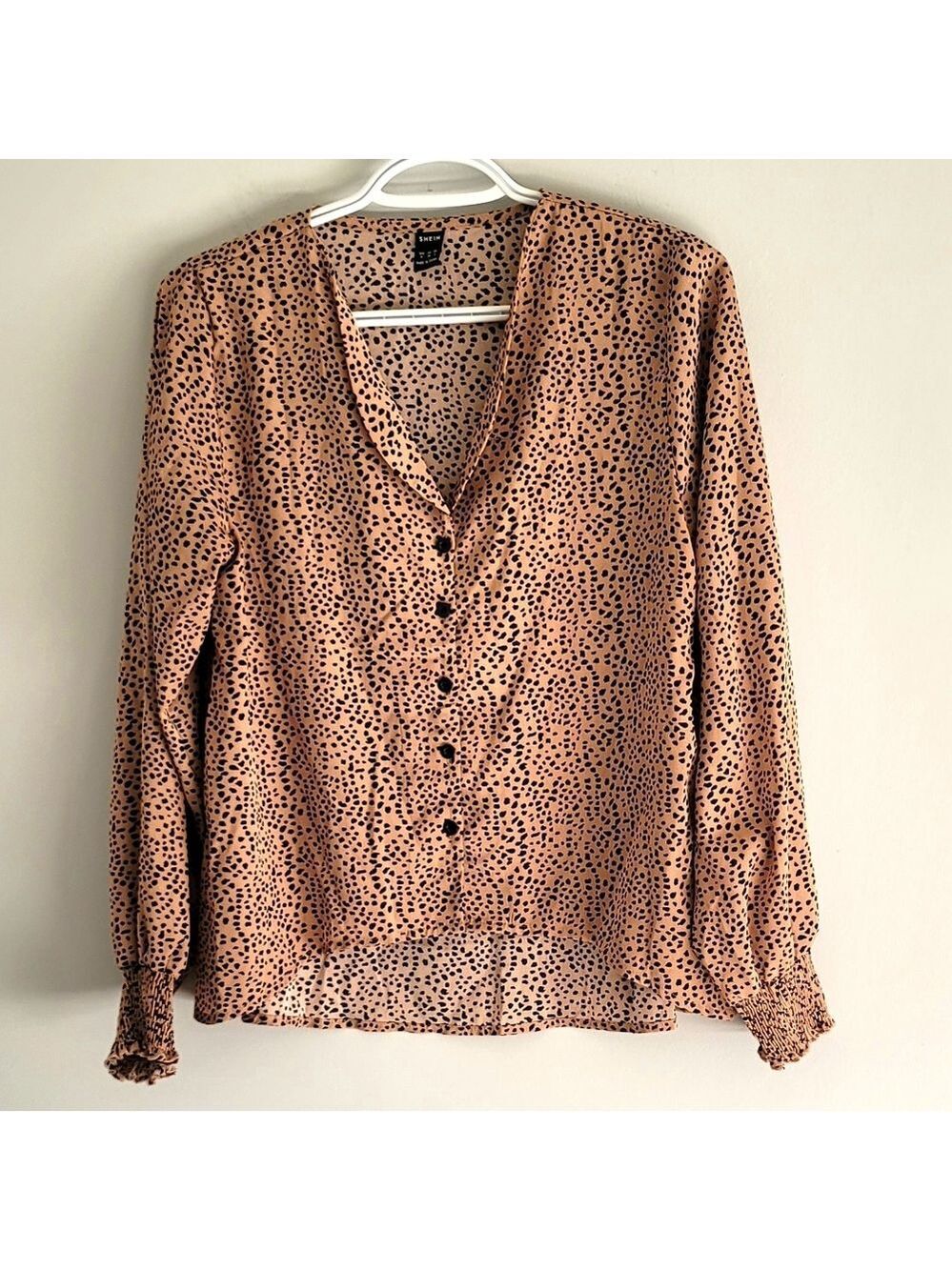 Shein Women's Leopard Print Button-Down Blouse Size 6